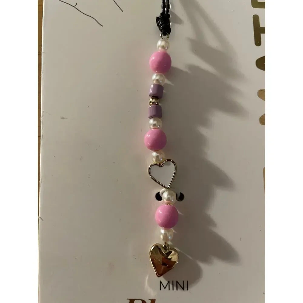 New Case Mate Gold Hearts 🩷 Pink Pearl Beads mini Phone Charm